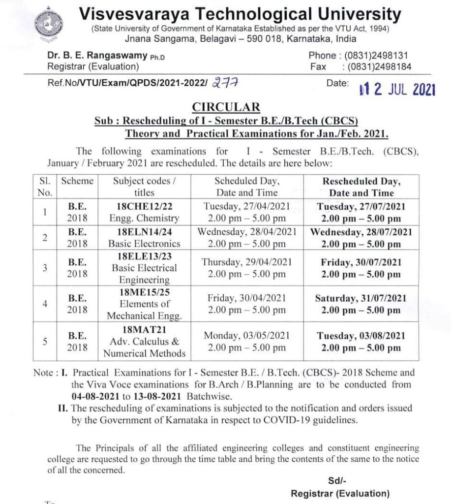 VTU CIRCULAR Anjuman Institute Of Technology Management